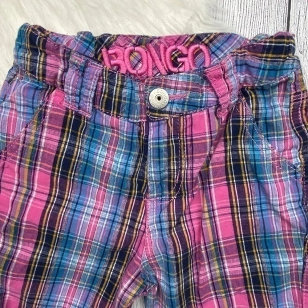 Bongo Plaid Bermuda Shorts Girls Size 5 Pink Blue